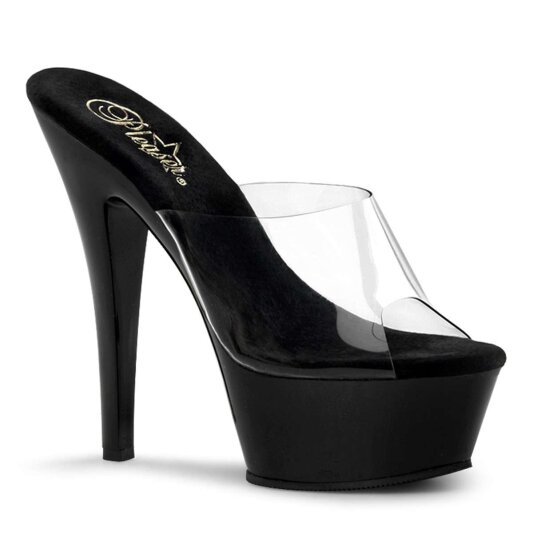 Pleaser Sandales KISS-201 Transparent Noir EU-42/US-12