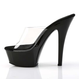 Pleaser Sandales KISS-201 Transparent Noir EU-42/US-12