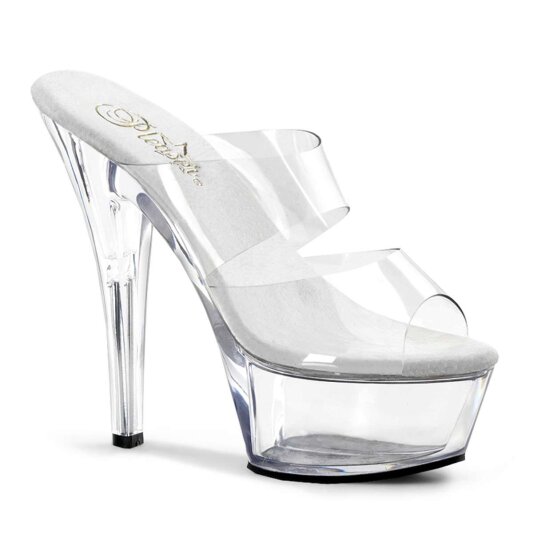 Pleaser Mules KISS-202 Transparent Argent EU-41/US-11