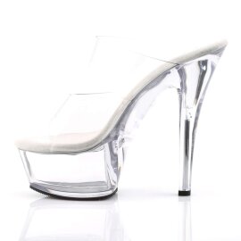 Pleaser Mules KISS-202 Transparent Argent EU-37/US-7
