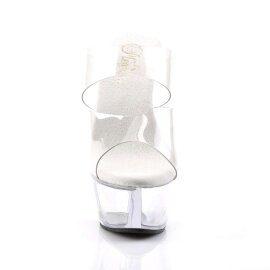 Pleaser Mules KISS-202 Transparent Argent EU-38/US-8