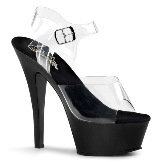 Pleaser Sandales KISS-208 Transparent Noir EU-42/US-12