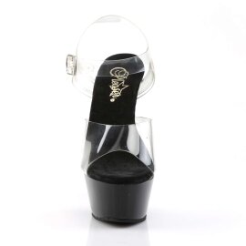 Pleaser Sandales KISS-208 Transparent Noir EU-35/US-5