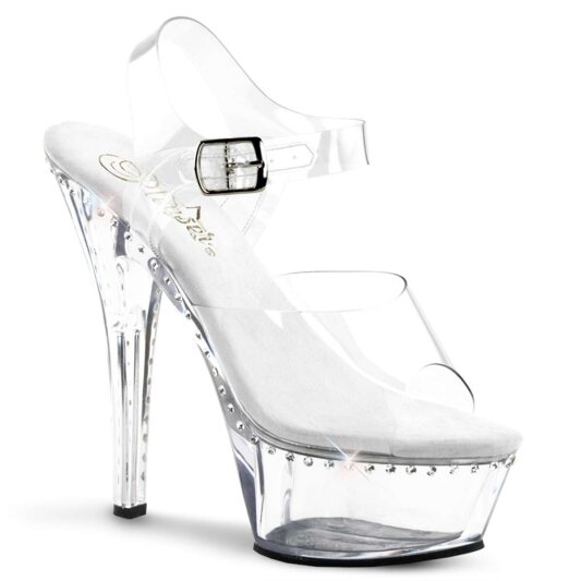 Pleaser Sandales KISS-208LS Transparent Argent EU-35/US-5