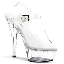 Pleaser Sandales KISS-208LS Transparent Argent EU-35/US-5