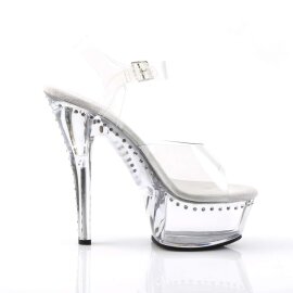 Pleaser Sandales KISS-208LS Transparent Argent EU-35/US-5
