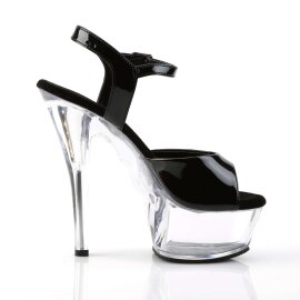 Pleaser Sandales KISS-209 Noir Transparent EU-35/US-5