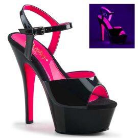 Pleaser Sandales KISS-209TT Noir Néon-Rose EU-38/US-8