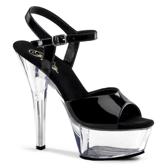 Pleaser Sandales KISS-209 Noir Transparent EU-39/US-9