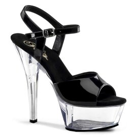 Pleaser Sandales KISS-209 Noir Transparent EU-39/US-9