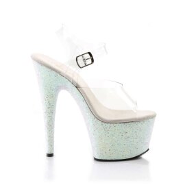 Pleaser Sandales ADORE-708LG Transparent Argent Multi Paillettes EU-37/US-7