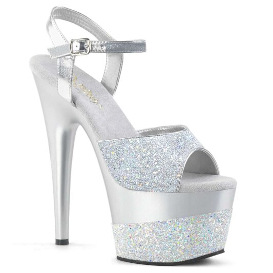 Pleaser Sandales ADORE-709-2G Argent Multi Paillettes EU-38/US-8