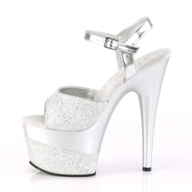 Pleaser Sandales ADORE-709-2G Argent Multi Paillettes EU-38/US-8