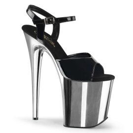 Pleaser Sandales FLAMINGO-809 Noir Argent Chrome EU-37/US-7