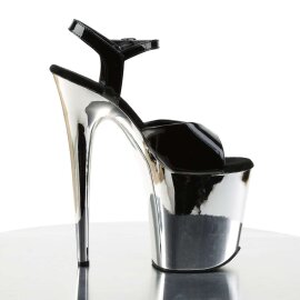 Pleaser Sandales FLAMINGO-809 Noir Argent Chrome EU-37/US-7