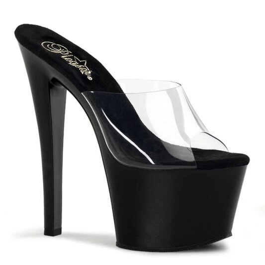 Pleaser Mules SKY-301 Transparent Noir EU-39/US-9