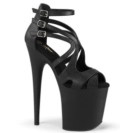 Pleaser FLAMINGO-877 Sandales à plateforme Transparent Noir EU-40 / US-10
