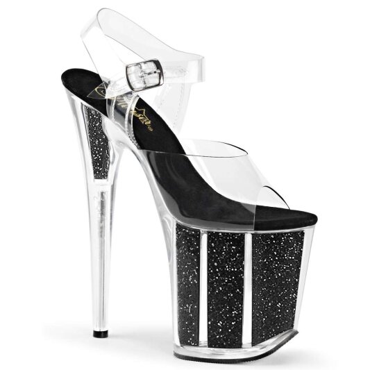 Pleaser Sandales FLAMINGO-808G Transparent Noir EU-42/US-12