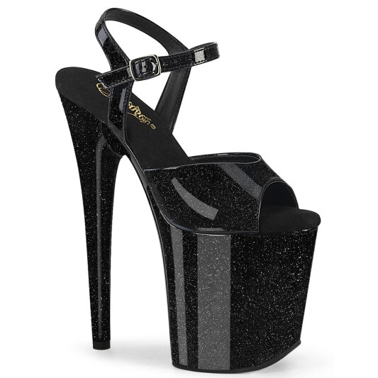 Pleaser FLAMINGO-809GP Sandales à plateforme Revêtement laqué Paillettes Noir EU-43 / US-13