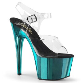 Pleaser Sandales ADORE-708 Transparent Turquoise Chrome...