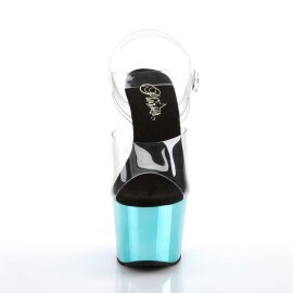 Pleaser Sandales ADORE-708 Transparent Turquoise Chrome...