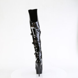 Pleaser DELIGHT-3018 Cuissardes à plateforme Revêtement laqué Noir EU-37 / US-7