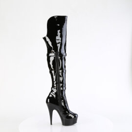 Pleaser DELIGHT-3018 Cuissardes à plateforme Revêtement laqué Noir EU-37 / US-7