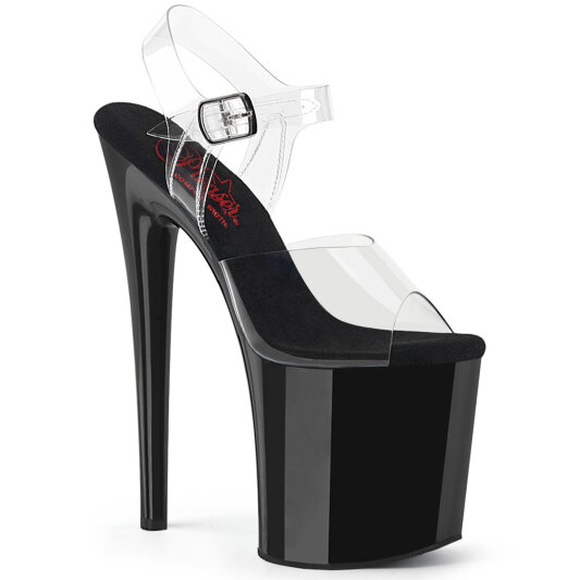 Pleaser NAUGHTY-808 Sandales à plateforme Transparent Noir EU-39 / US-9