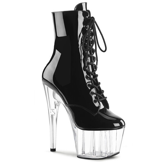 Pleaser ADORE-1020 Bottines à plateforme Revêtement laqué Transparent Noir EU-44 / US-14