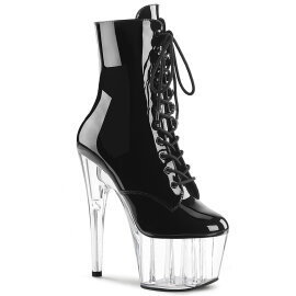 Pleaser ADORE-1020 Bottines à plateforme Revêtement laqué Transparent Noir EU-44 / US-14