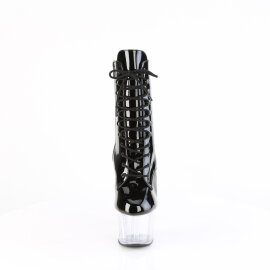 Pleaser ADORE-1020 Bottines à plateforme Revêtement laqué Transparent Noir EU-44 / US-14