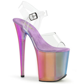 Pleaser FLAMINGO-808RMT Sandales à plateforme Transparent Multicolore fumé EU-37 / US-7