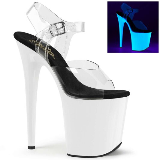 Pleaser Sandales FLAMINGO-808UV Transparent Néon Blanc EU-36/US-6