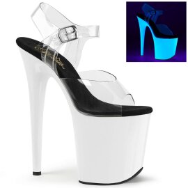 Pleaser Sandales FLAMINGO-808UV Transparent Néon Blanc EU-36/US-6