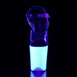 Pleaser Sandales FLAMINGO-808UV Transparent Néon Blanc EU-36/US-6