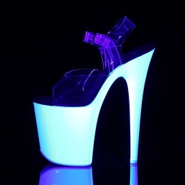 Pleaser Sandales FLAMINGO-808UV Transparent Néon Blanc EU-36/US-6