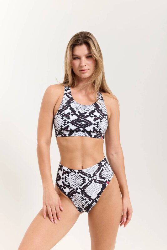 Pole Addict Short High Leg Black White Snake