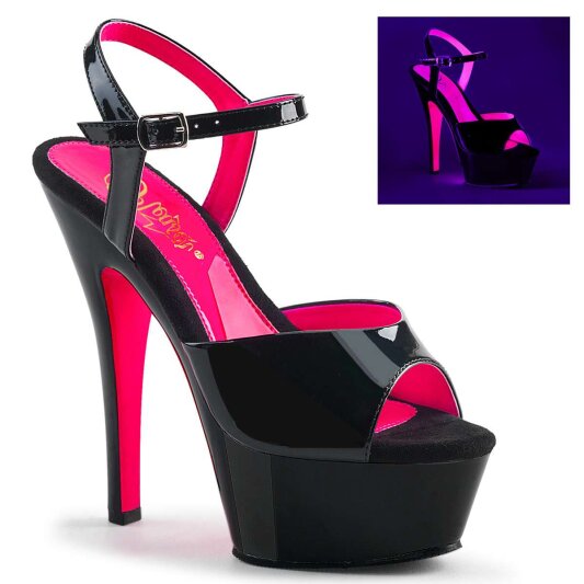 Pleaser Sandales KISS-209TT Noir Néon-Rose EU-41/US-11