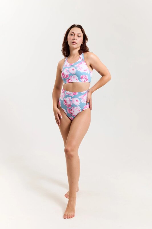 Pole Addict Haut Open Back Pink Peonies