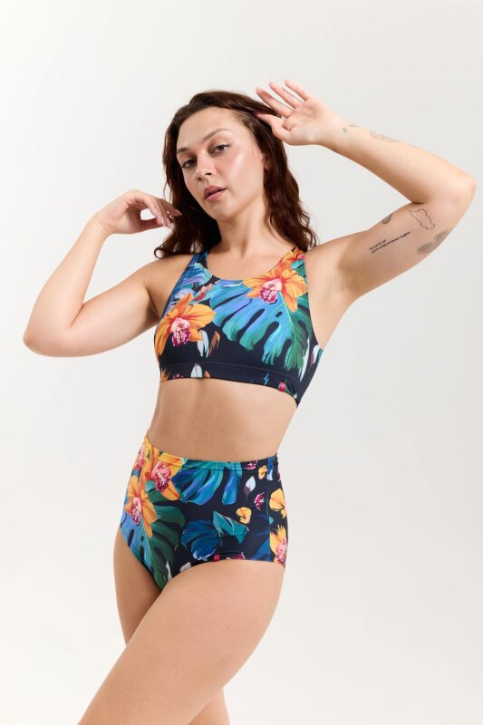 Pole Addict Haut Open Back Exotic Flowers