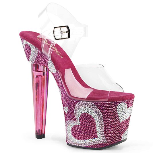 Pleaser Sandales LOVESICK-708HEART Transparent Rose Strass EU-35/US-5