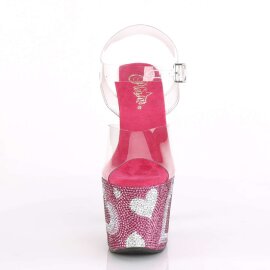 Pleaser Sandales LOVESICK-708HEART Transparent Rose Strass EU-35/US-5