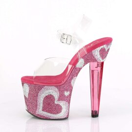 Pleaser Sandales LOVESICK-708HEART Transparent Rose Strass EU-35/US-5