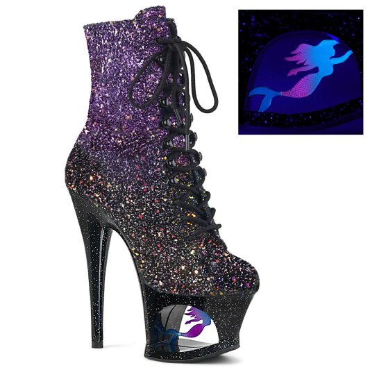 Pleaser Bottines MOON-1020MER Noir Bigarré Multi Paillettes EU-35/US-5