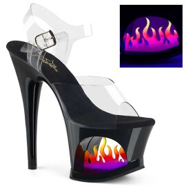 Pleaser Sandales MOON-708FLM Transparent Noir EU-41/US-11