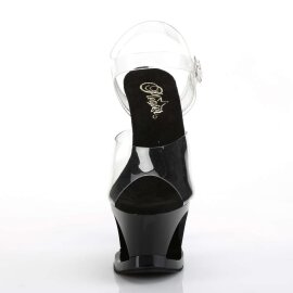 Pleaser Sandales MOON-708HRS Transparent Noir Rouge Strass EU-35/US-5