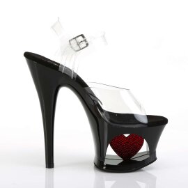 Pleaser Sandales MOON-708HRS Transparent Noir Rouge Strass EU-35/US-5