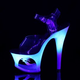 Pleaser Sandales MOON-708MER Bleu Multi Paillettes EU-35/US-5