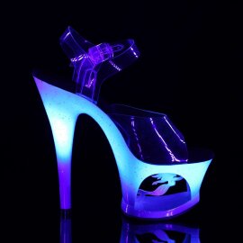 Pleaser Sandales MOON-708MER Bleu Multi Paillettes EU-35/US-5
