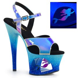 Pleaser Sandales MOON-711MER Bleu Multi Paillettes EU-35/US-5